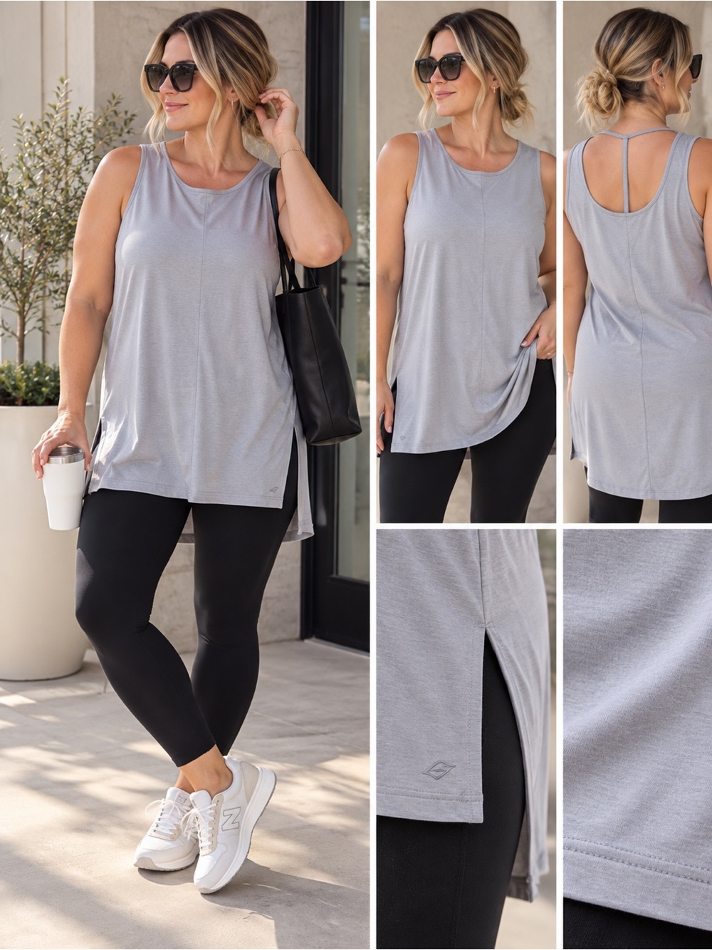 ⚡ NWT Diadora Luxe Modal Longline Tunic Tank XL Grey Purple